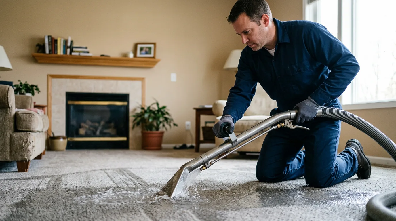 Water damage restoration technician working near Pittsfield, MA